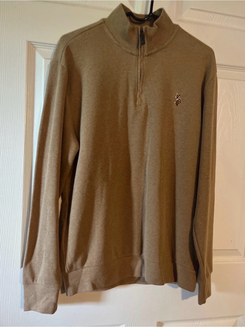 U.S. Polo Assn. Men's Tan Half-Zip Pullover Sweater - Picture 2 of 8